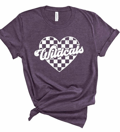 Wildcats Checked Heart Gameday Graphic Tee