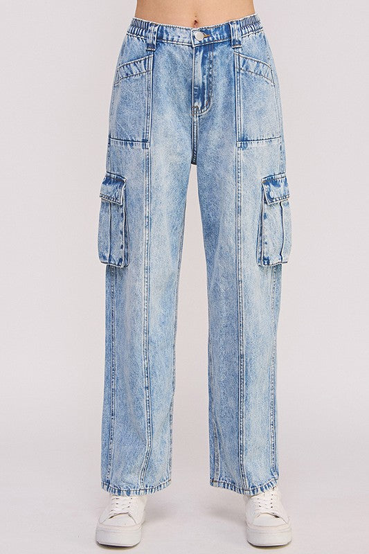 Mandy Baggy High Waisted Ankle Cargo Jeans