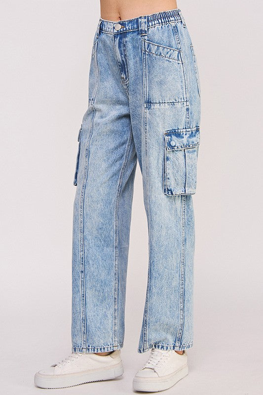 Mandy Baggy High Waisted Ankle Cargo Jeans