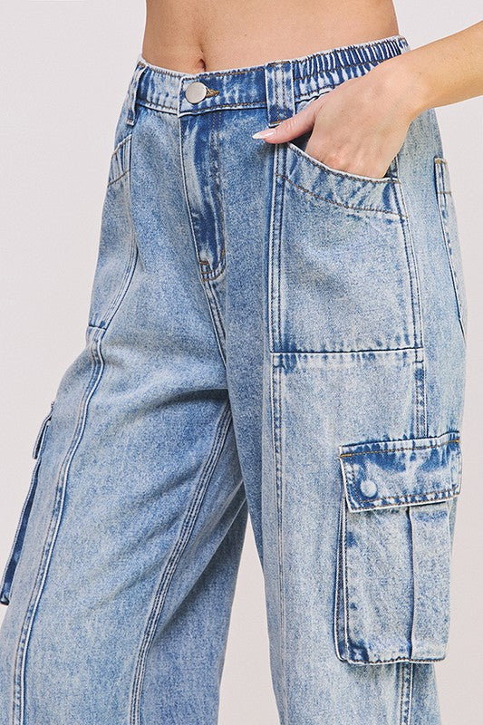 Mandy Baggy High Waisted Ankle Cargo Jeans