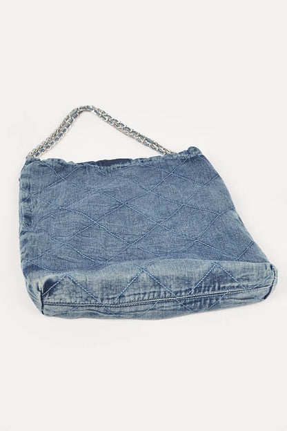 Denim Quilted Large Shoulder Bag