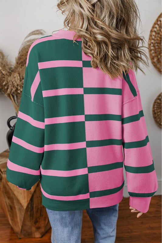 Oversized Colorblock Stripe Dropped Shoulder Top in 2 Colors