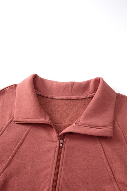 Stand Collar Ribbed Thumbhole Sleeve Sweatshirt in 4 Colors