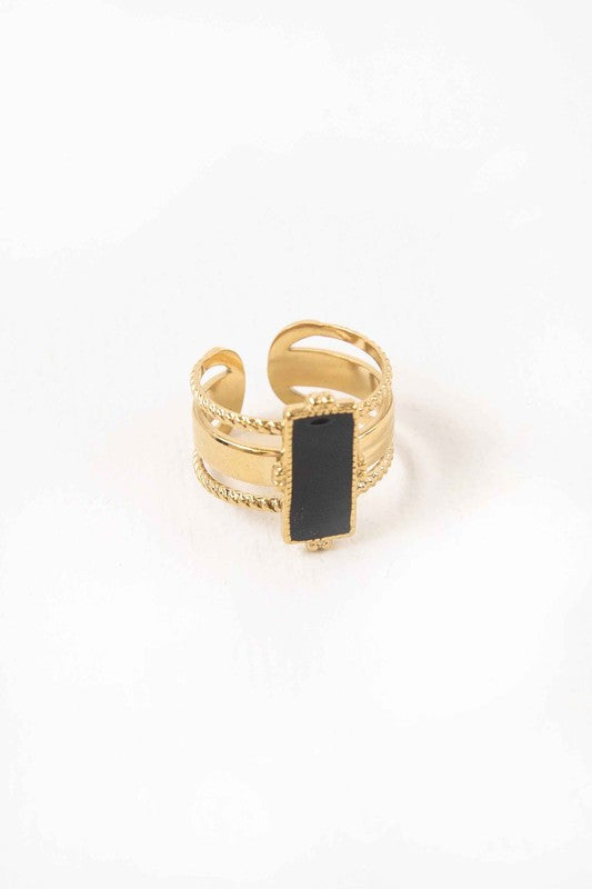 Ethereal Adjustable Ring in Black and Gold