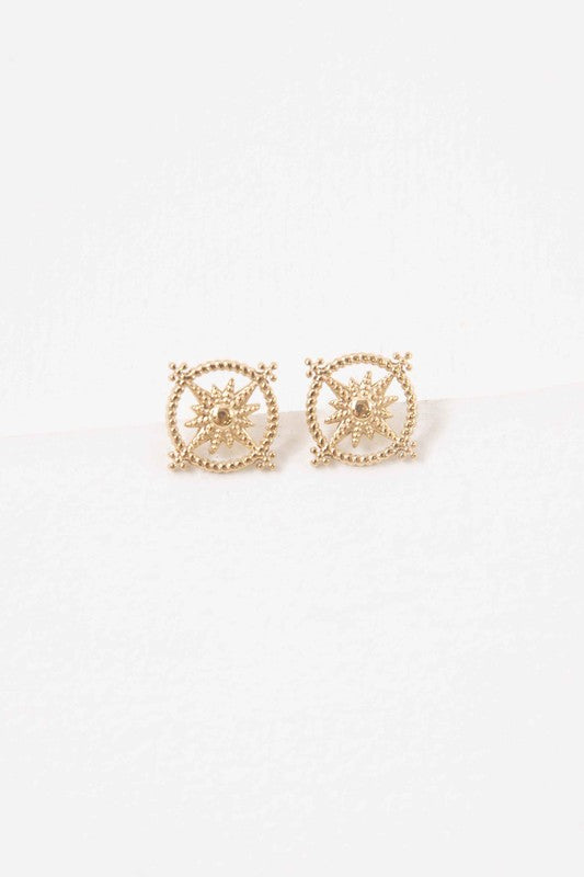 Limits Compass look Stud Earrings in gold