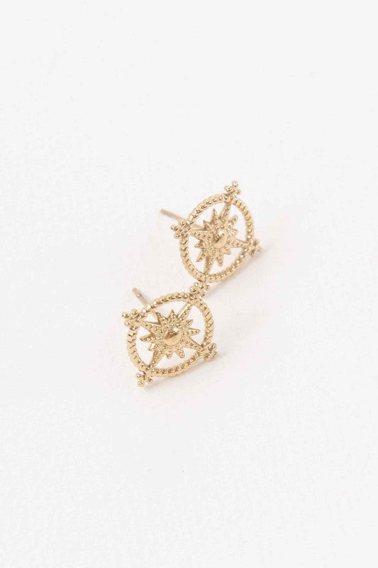 Limits Compass look Stud Earrings in gold