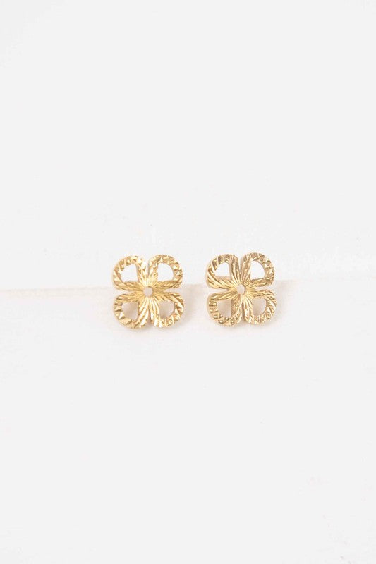 Etched Clover Stud Earrings