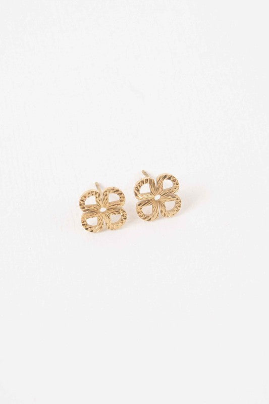 Etched Clover Stud Earrings