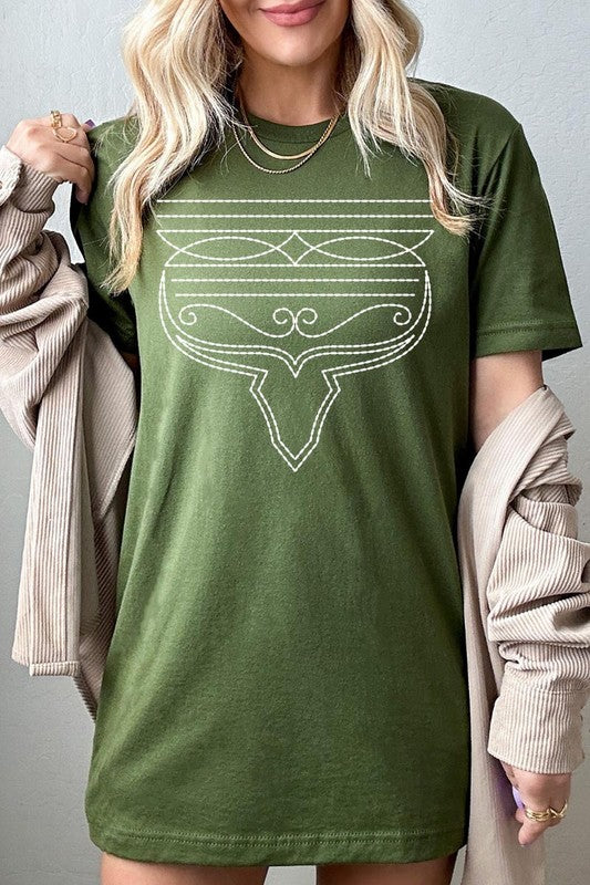 Western Boot Stitch Graphic Tee in 20 Colors