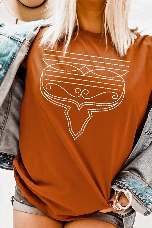 Western Boot Stitch Graphic Tee in 20 Colors