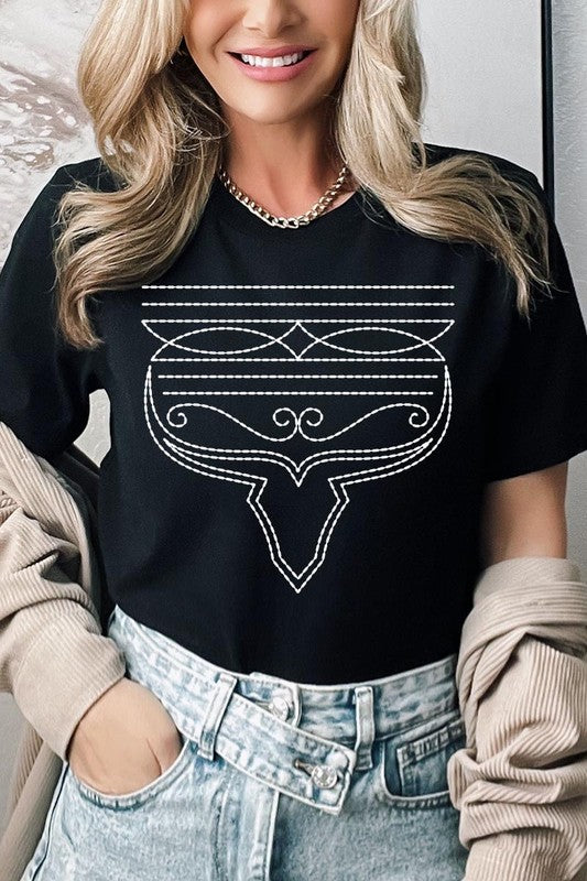 Western Boot Stitch Graphic Tee in 20 Colors