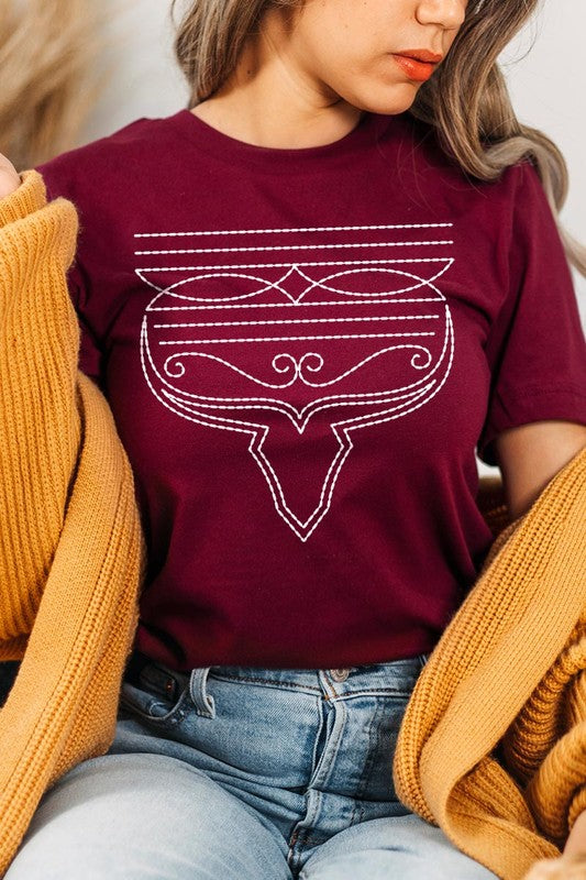 Western Boot Stitch Graphic Tee in 20 Colors