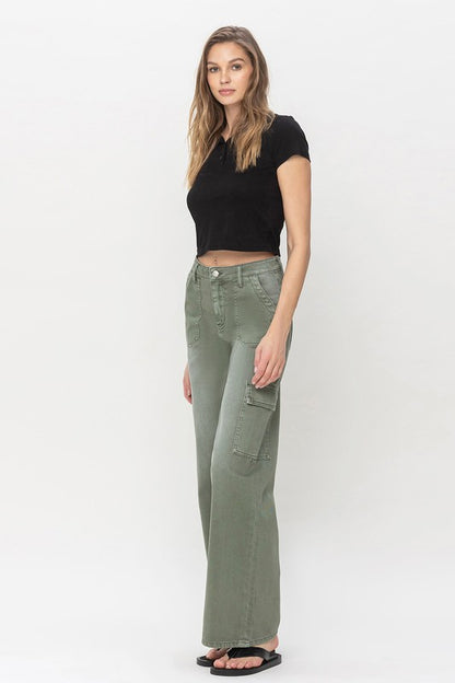 High Rise Utility Cargo Wide Leg Jeans from Vervet