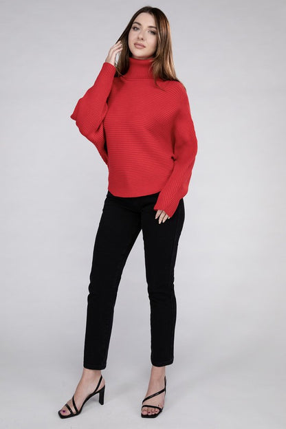 Viscose Dolman Sleeve Turtleneck Sweater in 5 Colors