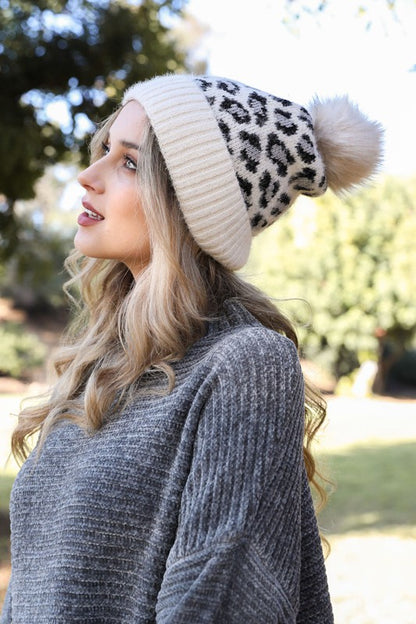 Leopard Knit Beanie