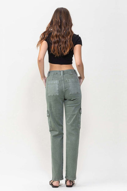 Mid Rise Straight Jeans with Cargo Pocket Detail from vervet