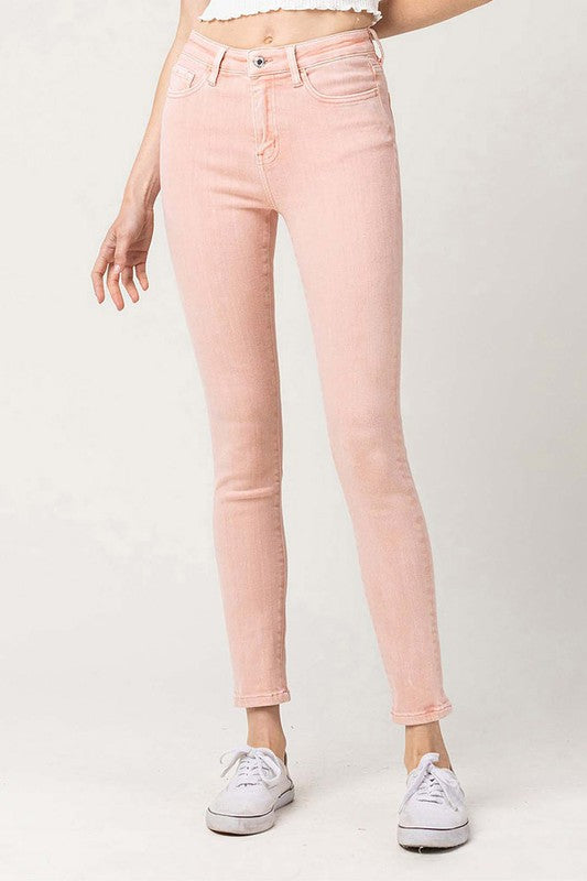 Pink High Rise Skinny Jeans from Vervet