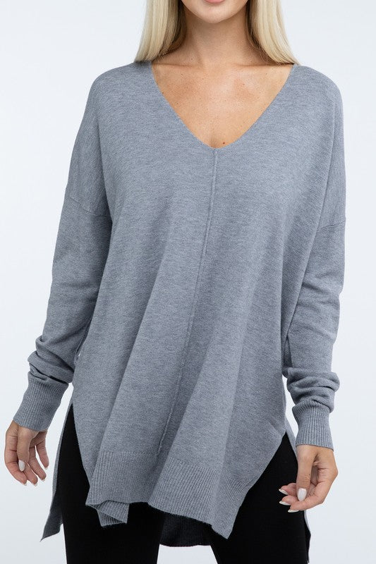 Hi-Low Hem Front Seam Sweater in 5 Colors