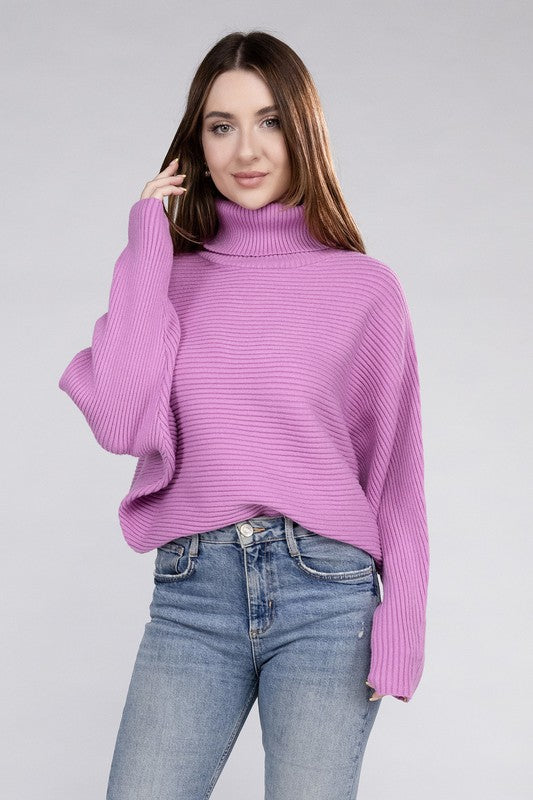 Viscose Dolman Sleeve Turtleneck Sweater in 5 Colors