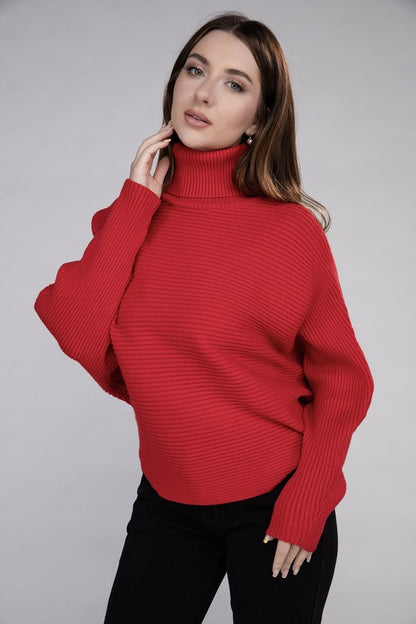 Viscose Dolman Sleeve Turtleneck Sweater in 5 Colors