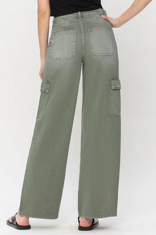 High Rise Utility Cargo Wide Leg Jeans from Vervet