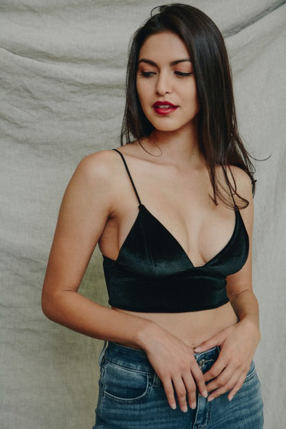 Velvet Longline Bralette in 2 Colors