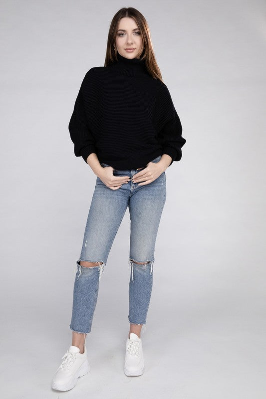 Viscose Dolman Sleeve Turtleneck Sweater in 5 Colors