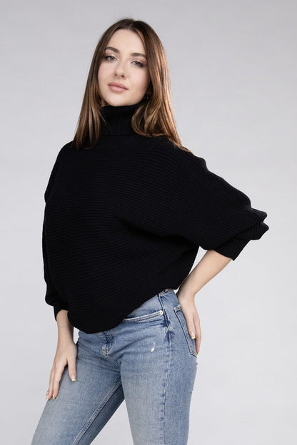 Viscose Dolman Sleeve Turtleneck Sweater in 5 Colors