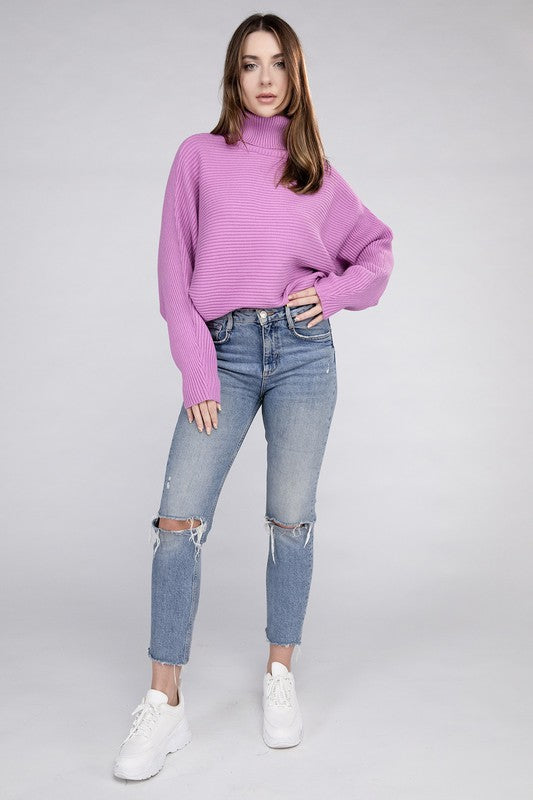 Viscose Dolman Sleeve Turtleneck Sweater in 5 Colors