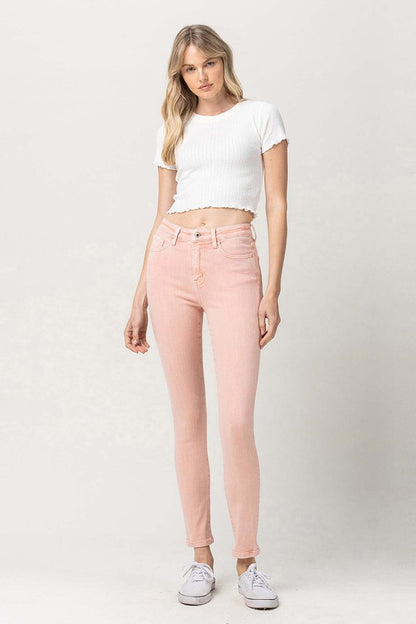 Pink High Rise Skinny Jeans from Vervet