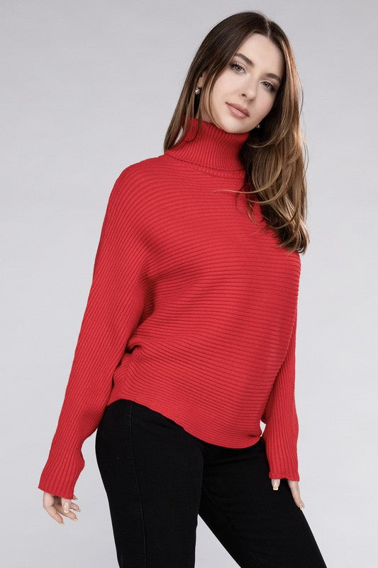 Viscose Dolman Sleeve Turtleneck Sweater in 5 Colors