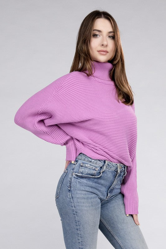 Viscose Dolman Sleeve Turtleneck Sweater in 5 Colors