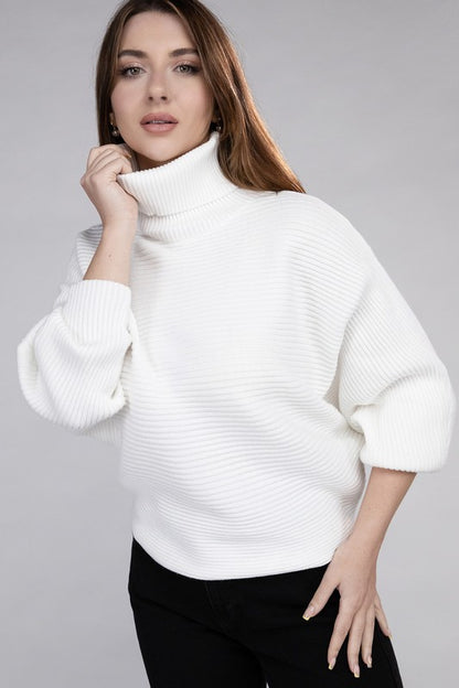 Viscose Dolman Sleeve Turtleneck Sweater in 5 Colors