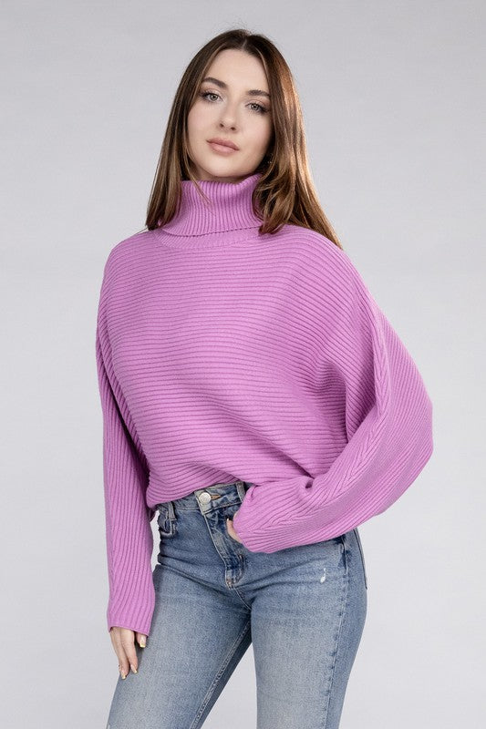 Viscose Dolman Sleeve Turtleneck Sweater in 5 Colors