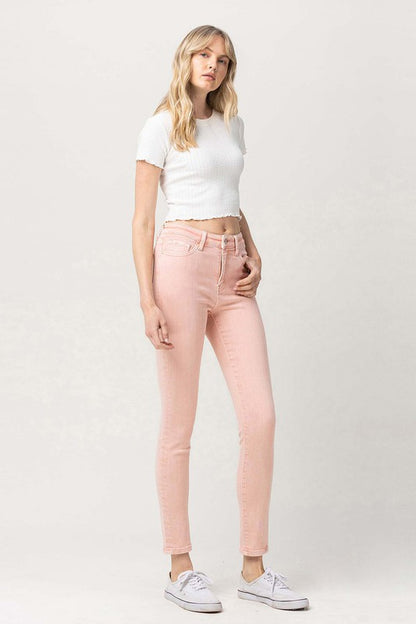 Pink High Rise Skinny Jeans from Vervet