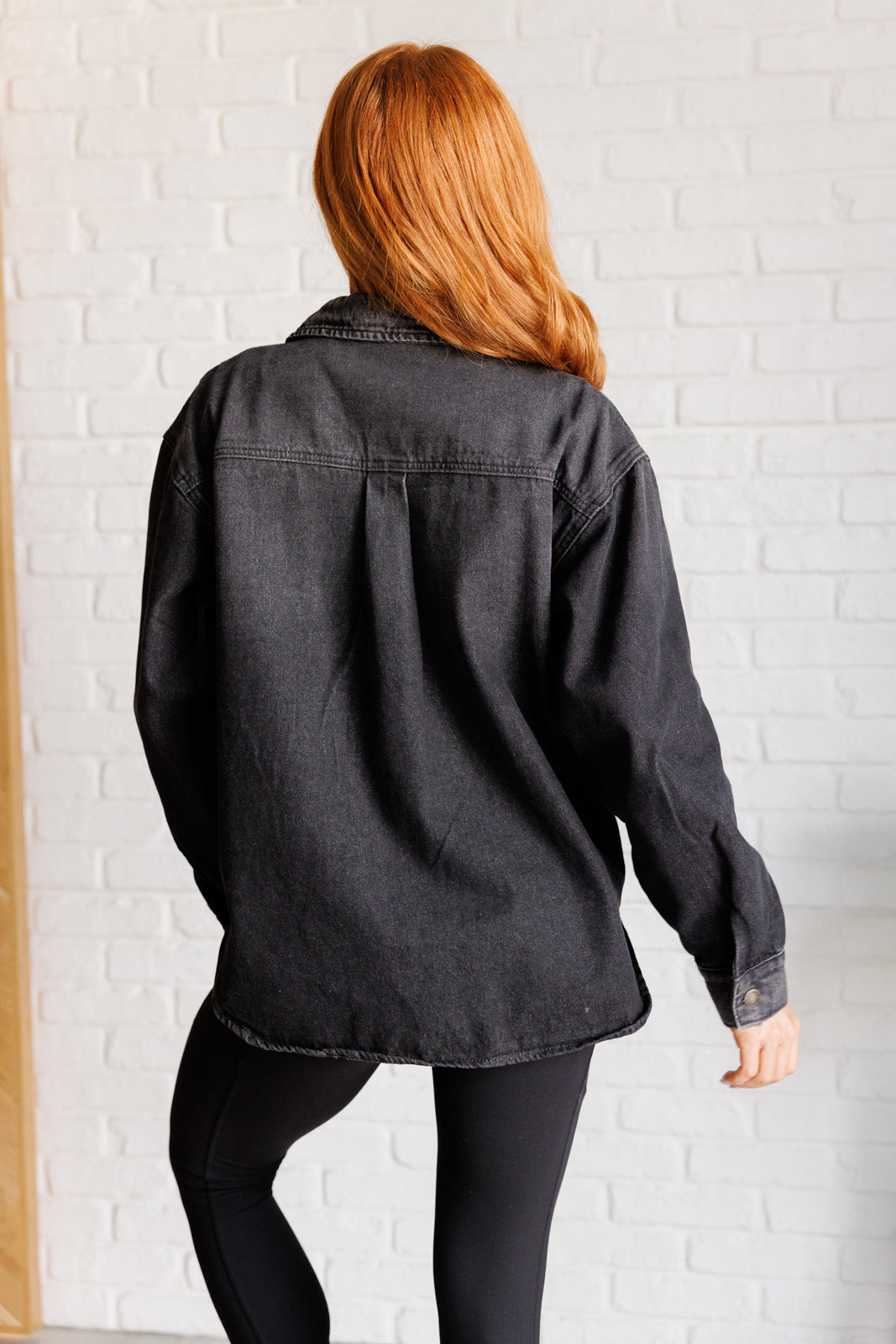 By The Fireside Denim Shacket in Black