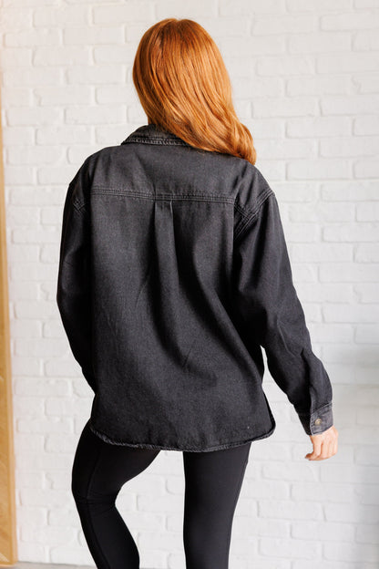 By The Fireside Denim Shacket in Black