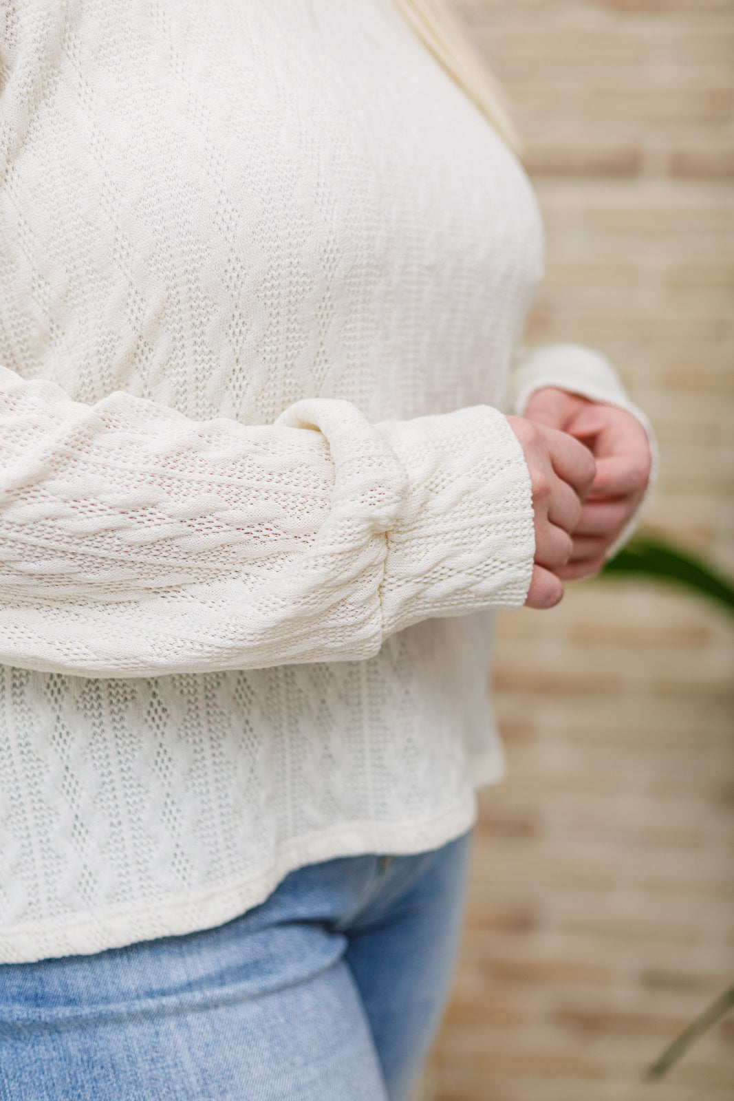 Keep Me Here Cable Knit Sweater in Cream