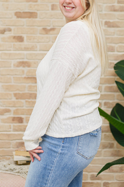 Keep Me Here Cable Knit Sweater in Cream