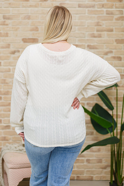 Keep Me Here Cable Knit Sweater in Cream