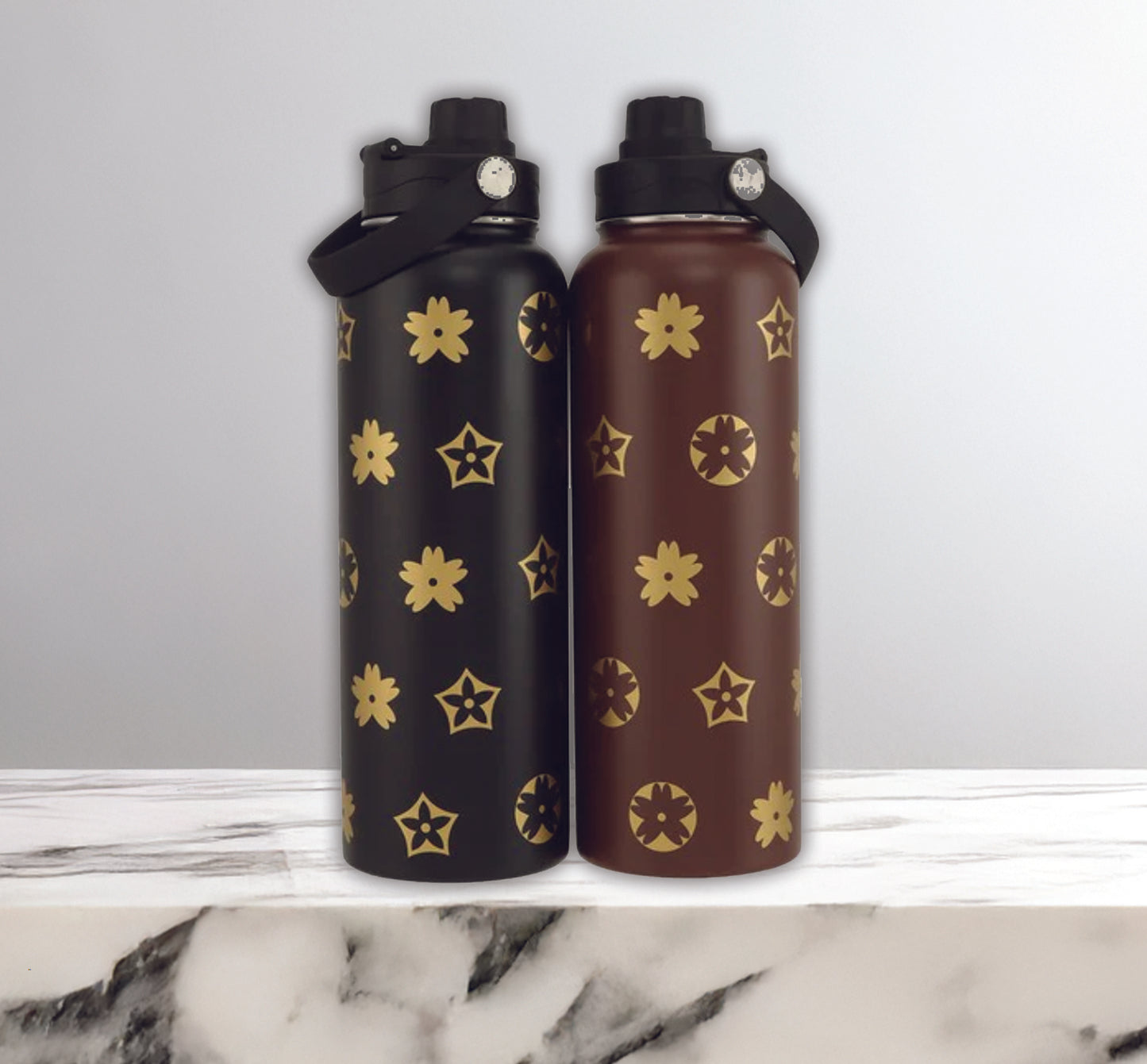 40oz Geometric Printed Tumbler/Water Bottle LV Inspired