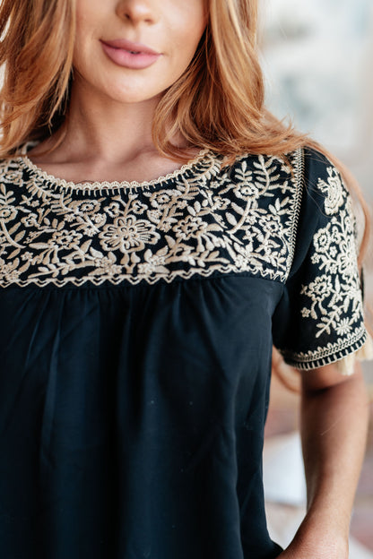 Try Again Embroidered Top with Tassels