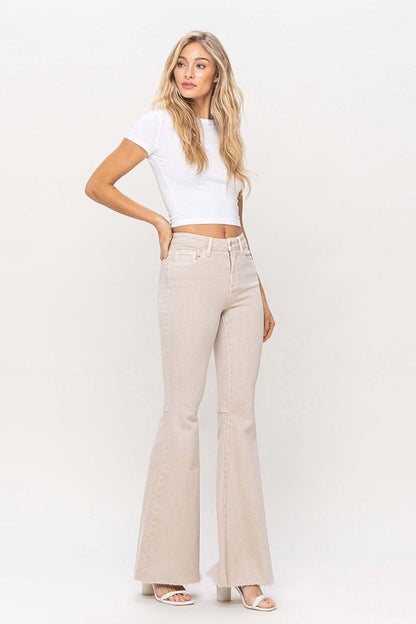 Taupe High Rise Super Flare Jeans by Vervet