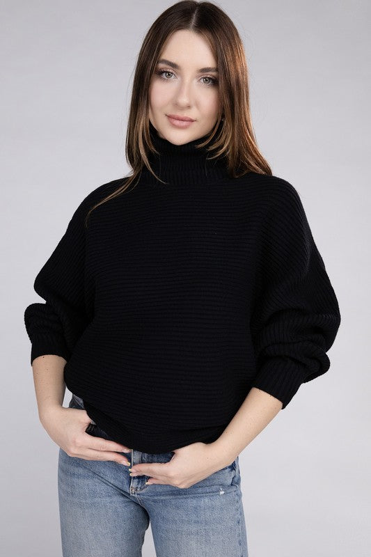 Viscose Dolman Sleeve Turtleneck Sweater in 5 Colors