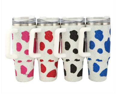 Rhinestone Milk Cow Patten Tumbler