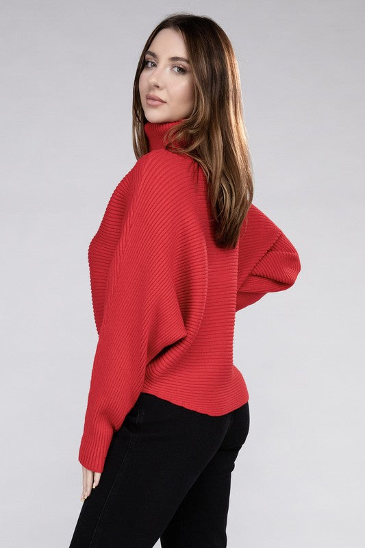 Viscose Dolman Sleeve Turtleneck Sweater in 5 Colors