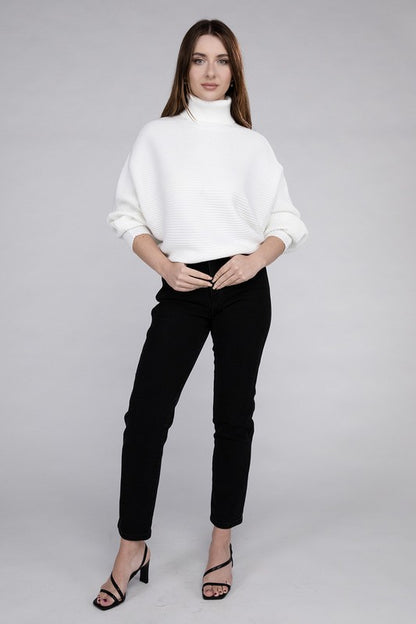 Viscose Dolman Sleeve Turtleneck Sweater in 5 Colors