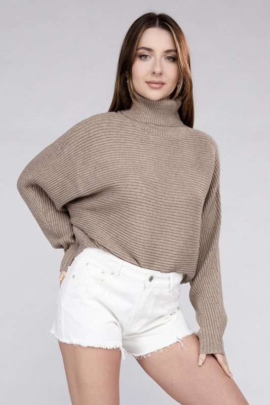 Viscose Dolman Sleeve Turtleneck Sweater in 5 Colors