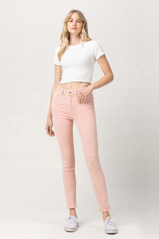 Pink High Rise Skinny Jeans from Vervet