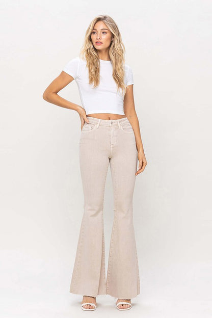 Taupe High Rise Super Flare Jeans by Vervet